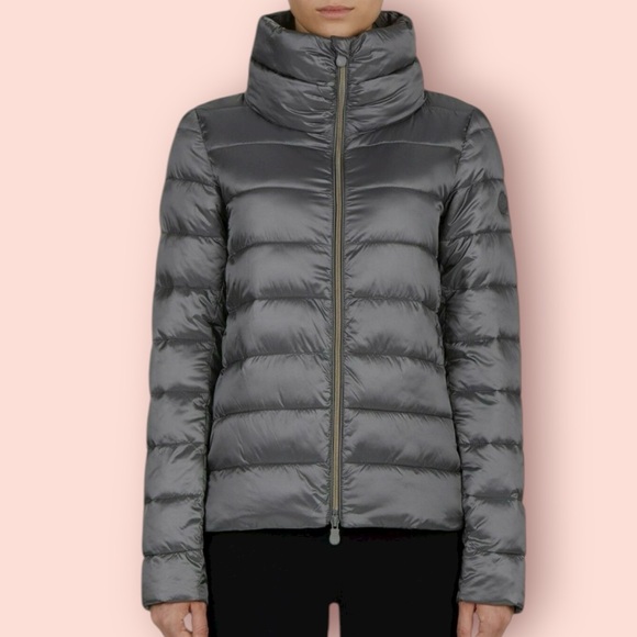 SAVE THE DUCK Jackets & Blazers - SAVE THE DUCK Stand Up Collar Grey Puffer Jacket